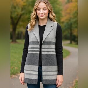 NWOT | Tahari Striped Gray Vest